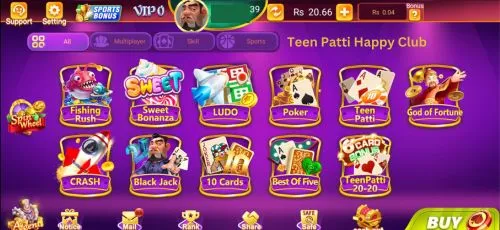 Teen Patti Happy Club APK Available Games in Pakistan